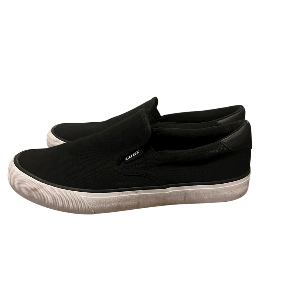 Lugz Women’s Clipper Black and White Canvas Slip-On Sneakers Size 8